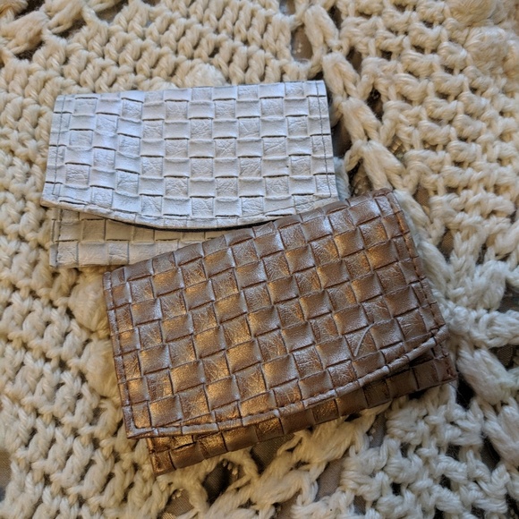 Gold and silver Wallet card holder woven business - Picture 1 of 8